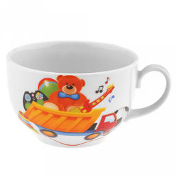 Чашка чайная фарфоровая "Любимые игрушки" 210мл, д8,5см, h6см, форма "Янтарь", с блюдцем д14см (Россия)