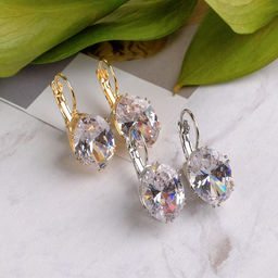 Серьги со стразами Блик овал, цвет МИКС