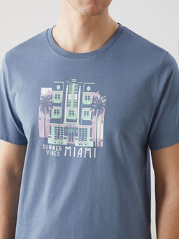 Bisiklet Yaka K?sa Kollu Bask?l? Penye Erkek Ti??rt