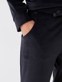 Beli Lastikli D?z Kadife Kad?n Pijama Alt