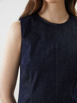 Bisiklet Yaka Mini Jean Elbise