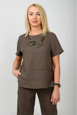 Комфортная базовая блуза 100% лен 0111Л