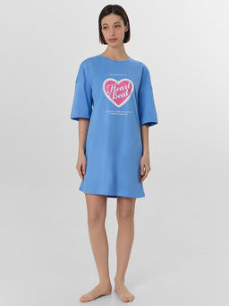 Туника домашняя женская синяя с надписью