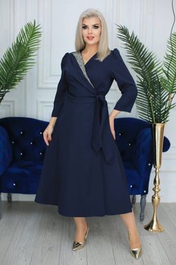 Платье женское на запах темно-синее - Almond фото 2