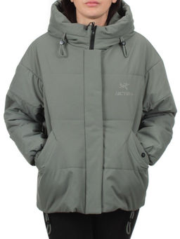 282 GRAY/GREEN Куртка зимняя облегченная женская (верблюжья шерсть)