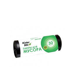 Mister Dez Eco Пакеты для мусора (30л/25шт) ПНД, Чёрные. 50 /20138/