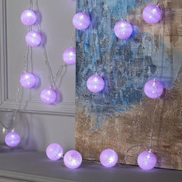 Гирлянда - нить, 5 м с насадками Клубки розовые, IP20, прозрачная нить, 20 LED, свечение белое, 220 В - Luazon lighting фото 2