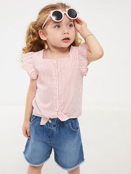 Kare Yaka ?izgili K?z Bebek G?mlek
