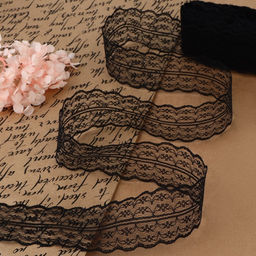 Кружево капроновое, 45 мм × 8.5 ± 1 м, цвет чёрный