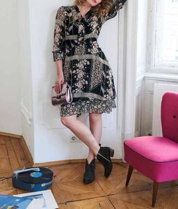 Платье, черно-розовое