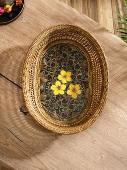 Корзинка плетёная из ротанга «Цветы 2», 34×26×7 см, МИКС