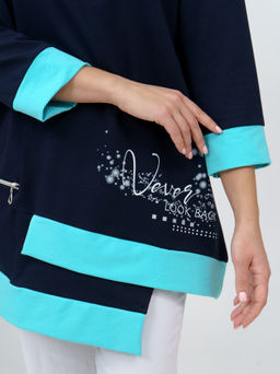 853 Туника "т.синий/бирюза"