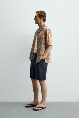 CAMISA RELAXED FIT ESTAMPADO PATCHWORK / Ocre - Zara фото 4