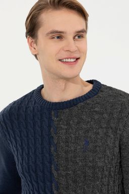 Мужской темно-синий вязаный свитер - U.s. polo assn фото 2