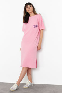 Mor Nak?sl? Relaxed/Rahat Kesim Bisiklet Yaka Midi Orme Elbise TWOSS21EL0175 - Trendyolmilla фото 15