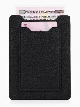 Обложка 3в1 для автодокументов, СТС, права, карта, 9×0.3×12.5 см, флотер, чёрная