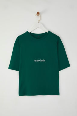 TRENDYOLMILLA Zumrut Yesili Slogan Nak?sl? Relaxed/Genis Rahat Kesim Bisiklet Yaka T-Shirt TWOSS21TS0481 фото 5