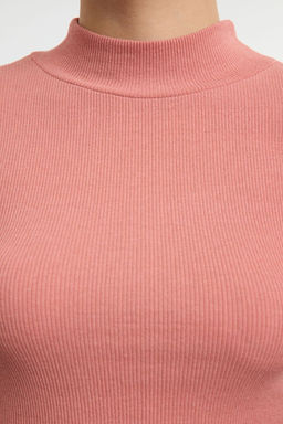 Trendyolmilla Bej Fitted/Vucuda Oturan Dik Yaka Uzun Kol Fitilli Esnek Orme Bluz TWOAW21BZ0423 фото 8