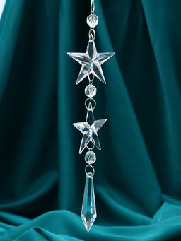 Цена за 2 шт. Ёлочная игрушка Зимнее волшебство. Льдинка звёзды кристалл, 204.5 см, прозрачный