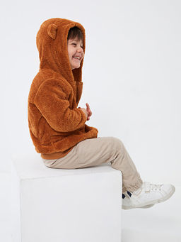 Kap??onlu Pel?? Erkek Bebek Fermuarl? Sweatshirt