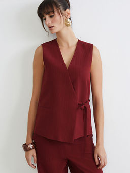 Kruvaze Yaka Dokulu Kad?n Klasik Yelek