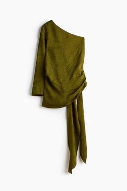 Blusa de un hombro en tejido jacquard