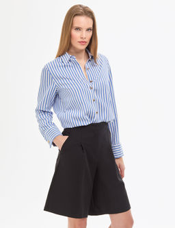 Lacivert Comfort Fit Uzun Kollu G_mlek