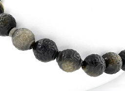Браслет из Обсидиана шарик резной 7мм, 10г