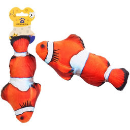 Цена за 4 шт. Игрушка для кошек мягкая реалистичная "Рыбка Клоун", 20см/17гр (лейбл)