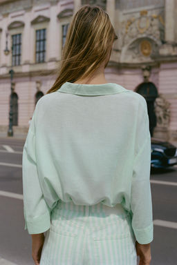 CAMISA FLUIDA CON LINO / Menta - Zara фото 4