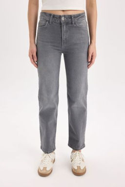 Comfort Straight Yuksek Bel Bilek Boy Jean Y?kamal? Pantolon