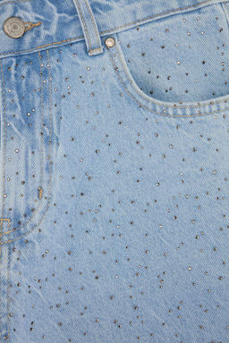 Mavi Ta_ Detayl_ Y_ksek Bel Denim Bermuda TWOSS26SR00242