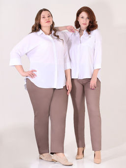 Брюки больших размеров коричневые летние женские