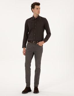 Kahverengi Slim Fit Jean Pantolon