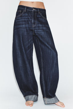 JEANS TRF BARREL FOLDED TIRO MEDIO / ?ndigo oscuro - Zara фото 2