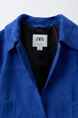 CAZADORA ANTE 100% PIEL / Azul?n - Zara фото 9