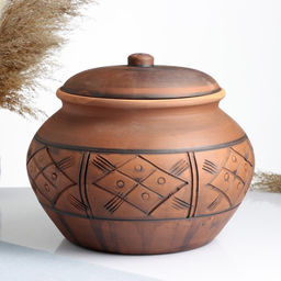 Жаровня Кунгурская керамика «Орнамент», 7 л, с прорезью, молочение, коричневая
