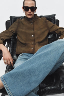 100% LEATHER JACKET ZW COLLECTION LIMITED EDITION - Zara фото 3