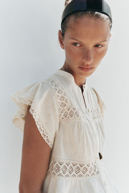 RUSTIC CROCHET LADDER STITCH TOP - Zara фото 12