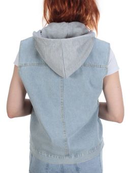 803 BLUE/BLACK Джинсовый жилет женский (100% хлопок) - Фабричный китай фото 15