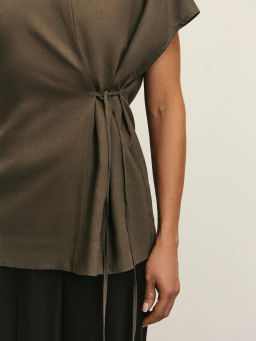 Блузка со шнуровкой изо льна / Zarina  фото 7