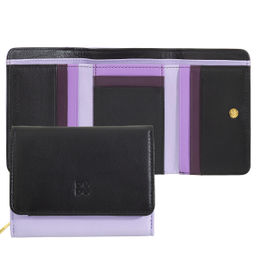 Итальянский кожаный кошелек DuDu серии Pemba | черно-лавандовый