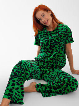 Костюм женский велюровый с брюками ЭЛЬЗА ЗЕЛЕНЬ