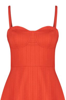 TRENDYOLMILLA Zumrut Yesili Belden Ac?lan Keten Gorunumlu Midi Dokuma Elbise TWOSS23EL00378  фото 7