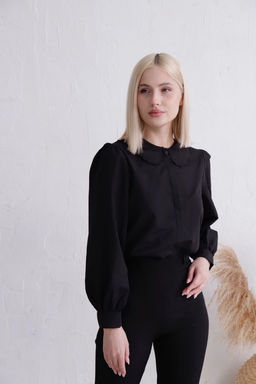 Блуза с отложным воротником чёрная - Martichelli фото 7