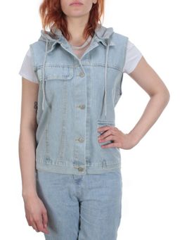 803 BLUE/BLACK Джинсовый жилет женский (100% хлопок) - Фабричный китай фото 13