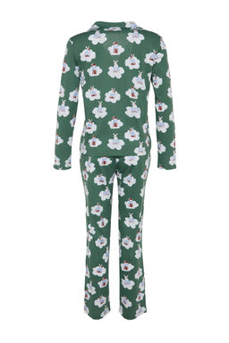 Trendyolmilla Ekru %100 Pamuklu Ay?c?kl? Gomlek-Pantolon Orme Pijama Tak?m? THMAW24PT00002  фото 24