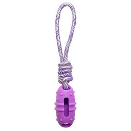 Игрушка для собак из термопластичной резины "Баклажан с веревкой", 95/300мм