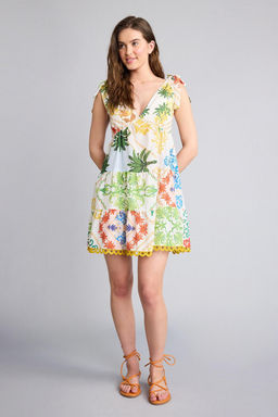 Regular Fit Tropikal Desenli Ask_l_ Plaj Elbisesi-Fall in Love