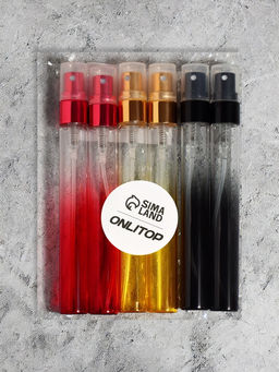 Цена за 6 шт. Флакон стеклянный для парфюма «Амбре», с распылителем, фасовка - 6 шт., 10 мл, МИКС